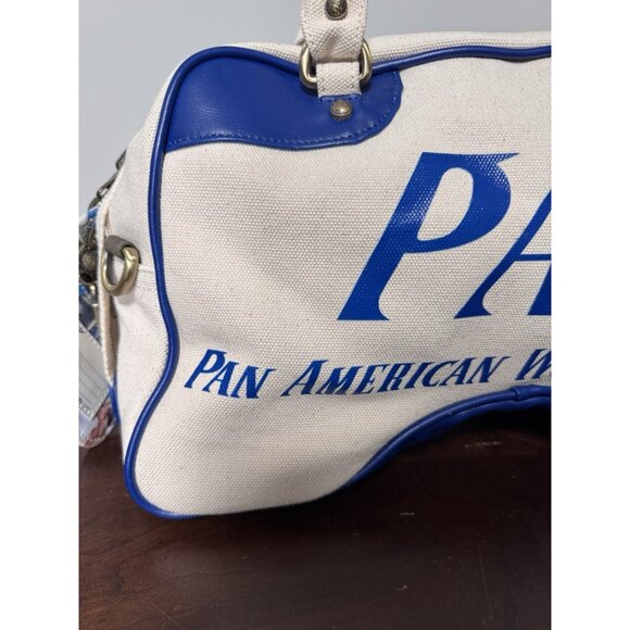 VTG PAA PAN AM Explorer Bag Weekender Pan Am White Canvas Travel Tag RARE MINT - Picture 3 of 15